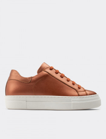 Hakiki Deri Bakır Rengi Sneaker Kadın Ayakkabı - Z1681ZBKRC01