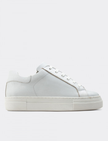 Hakiki Deri Beyaz Sneaker Kadın Ayakkabı - Z1681ZBYZC01