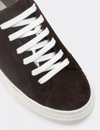 Hakiki Süet Kahverengi Sneaker Kadın Ayakkabı - Z1681ZKHVC01