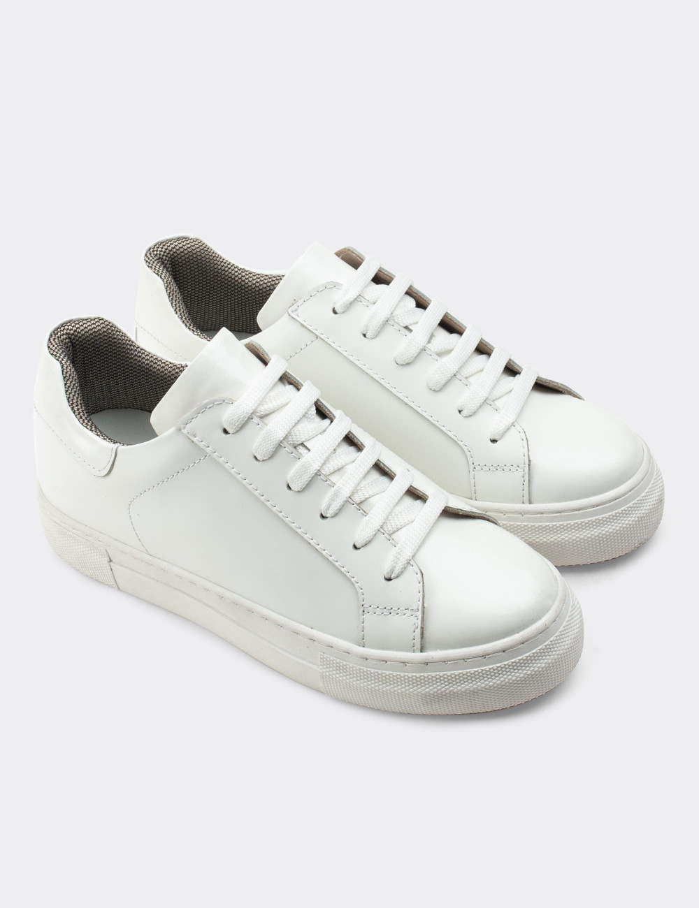 Hakiki Deri Beyaz Sneaker Kadın Ayakkabı - Z1681ZBYZC02