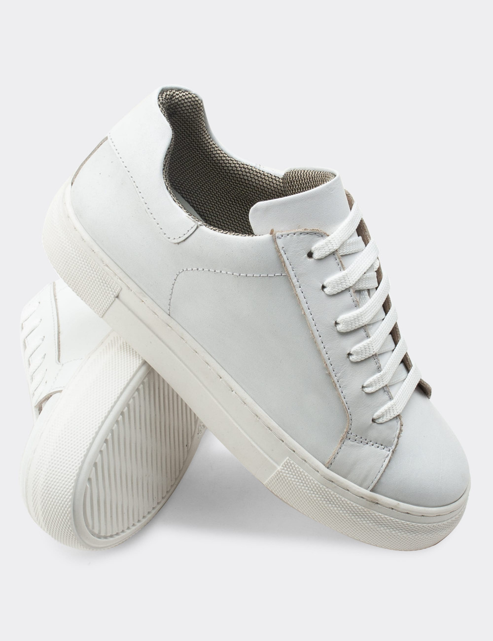 Hakiki Deri Beyaz Sneaker Kadın Ayakkabı - Z1681ZBYZC01