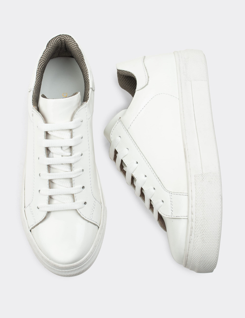 Hakiki Deri Beyaz Sneaker Kadın Ayakkabı - Z1681ZBYZC02