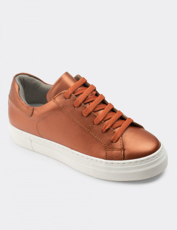 Hakiki Deri Bakır Rengi Sneaker Kadın Ayakkabı - Z1681ZBKRC01