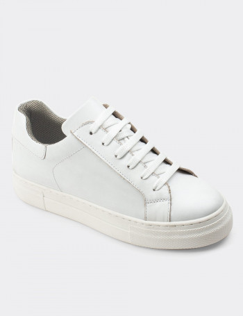 Hakiki Deri Beyaz Sneaker Kadın Ayakkabı - Z1681ZBYZC01