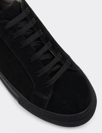 Hakiki Süet Siyah Sneaker Kadın Ayakkabı - Z1681ZSYHC03