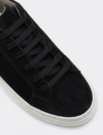 Hakiki Süet Siyah Sneaker Kadın Ayakkabı - Z1681ZSYHC04
