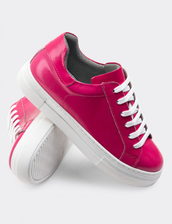 Hakiki Deri Fuşya Sneaker Kadın Ayakkabı - Z1681ZFSYC01