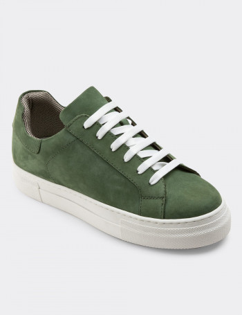 Hakiki Süet Yeşil Sneaker Kadın Ayakkabı - Z1681ZYSLC02