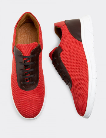 Kırmızı Spor Sneaker Erkek Ayakkabı - 01879MKRMC01