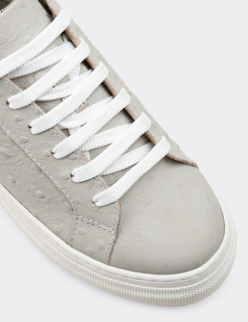 Hakiki Nubuk Gri Puatiyeli Sneaker Kadın Ayakkabı - Z1681ZGRIC02