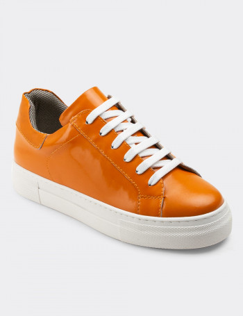 Hakiki Deri Turuncu Sneaker Kadın Ayakkabı - Z1681ZTRCC02