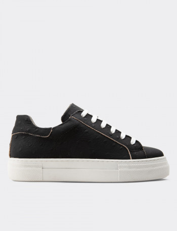 Hakiki Nubuk Siyah Puantiyeli Sneaker Kadın Ayakkabı - Z1681ZSYHC05