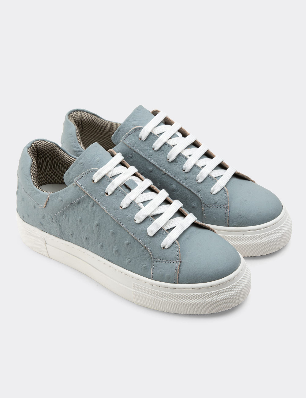 Hakiki Nubuk Mavi Puantiyeli Sneaker Kadın Ayakkabı - Z1681ZMVIC02