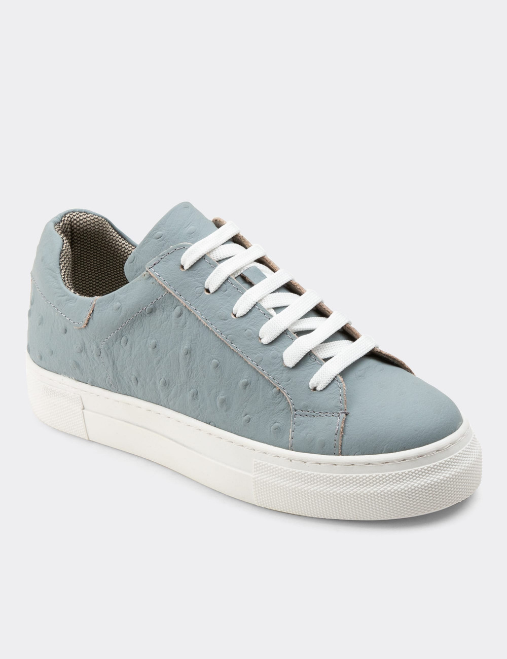 Hakiki Nubuk Mavi Puantiyeli Sneaker Kadın Ayakkabı - Z1681ZMVIC02