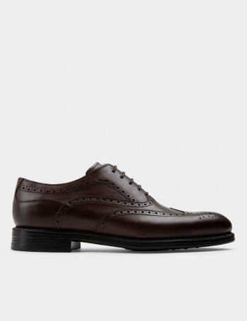 Hakiki Deri Kahverengi Klasik Erkek Oxford Ayakkabı - 01511MKHVC02