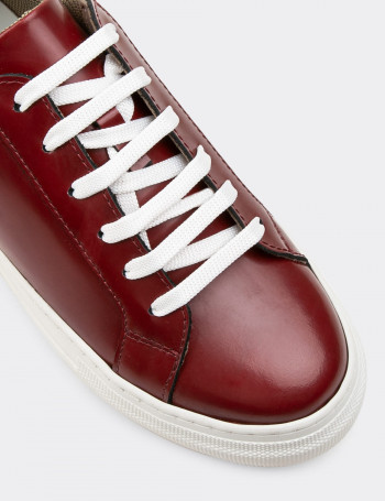 Hakiki Deri Bordo Sneaker Kadın Ayakkabı - Z1681ZBRDC07
