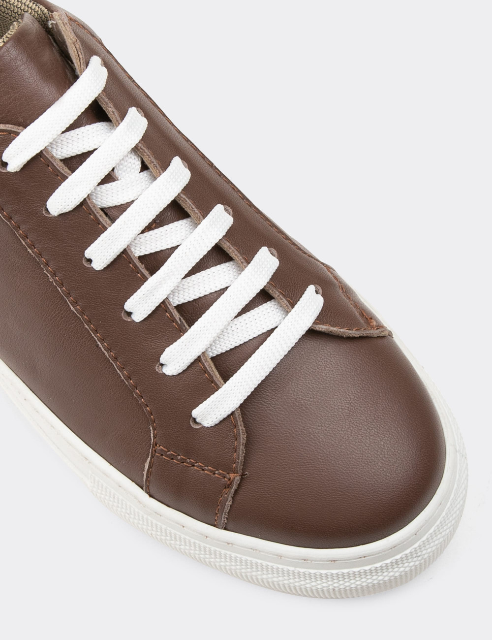 Hakiki Deri Kahverengi Sneaker Kadın Ayakkabı - Z1681ZKHVC08