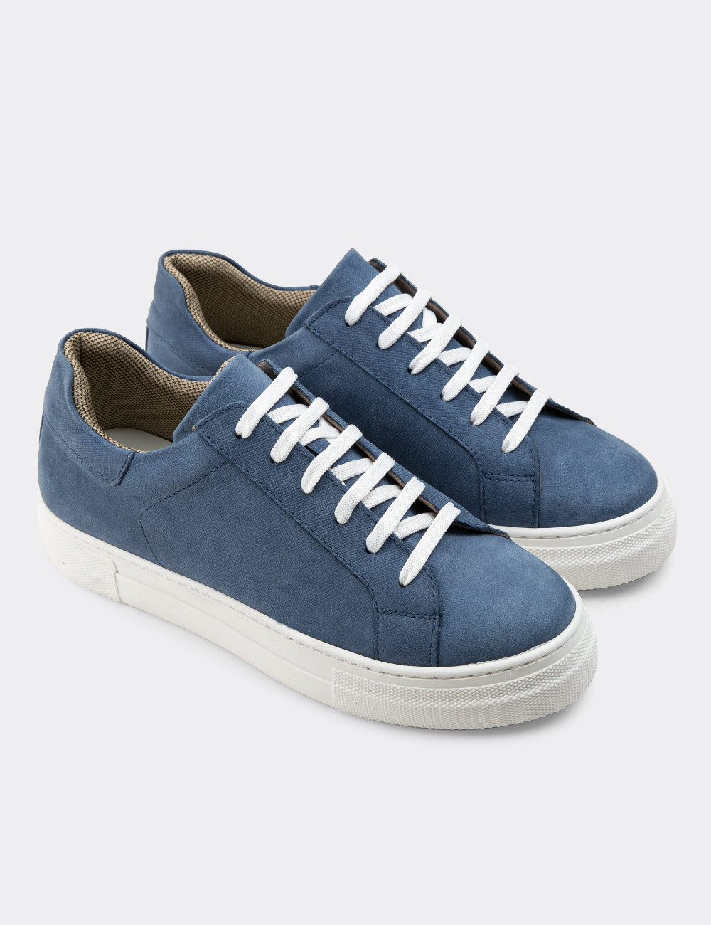 Hakiki Nubuk Mavi Sneaker Kadın Ayakkabı - Z1681ZMVIC03