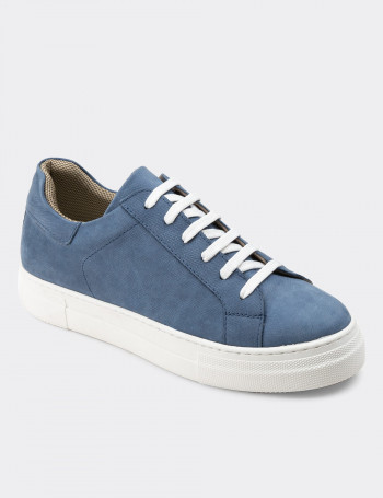 Hakiki Nubuk Mavi Sneaker Kadın Ayakkabı - Z1681ZMVIC03