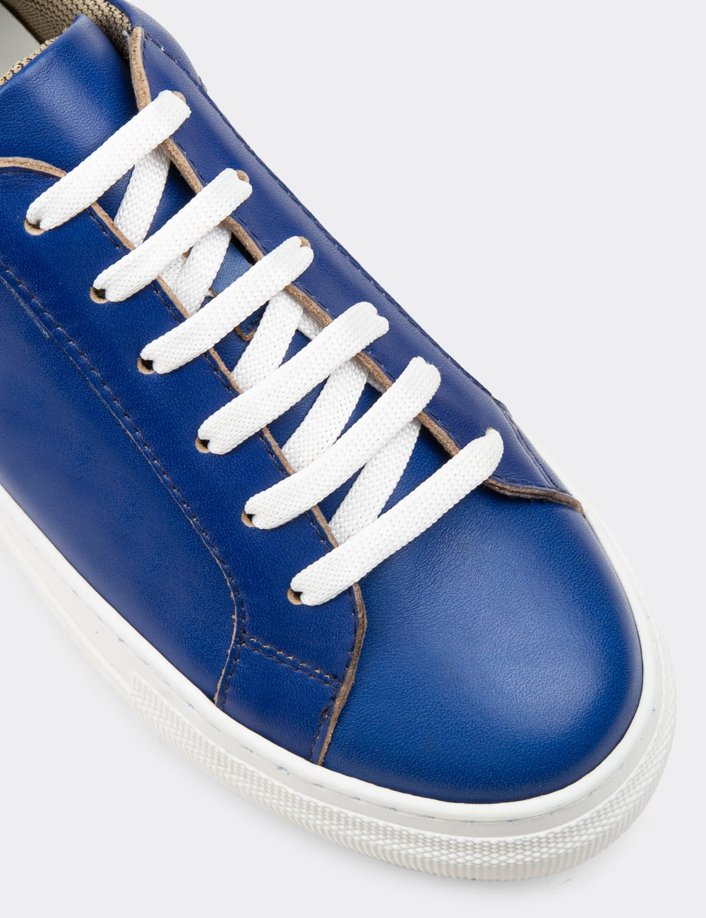Hakiki Deri Mavi Sneaker Kadın Ayakkabı - Z1681ZMVIC04