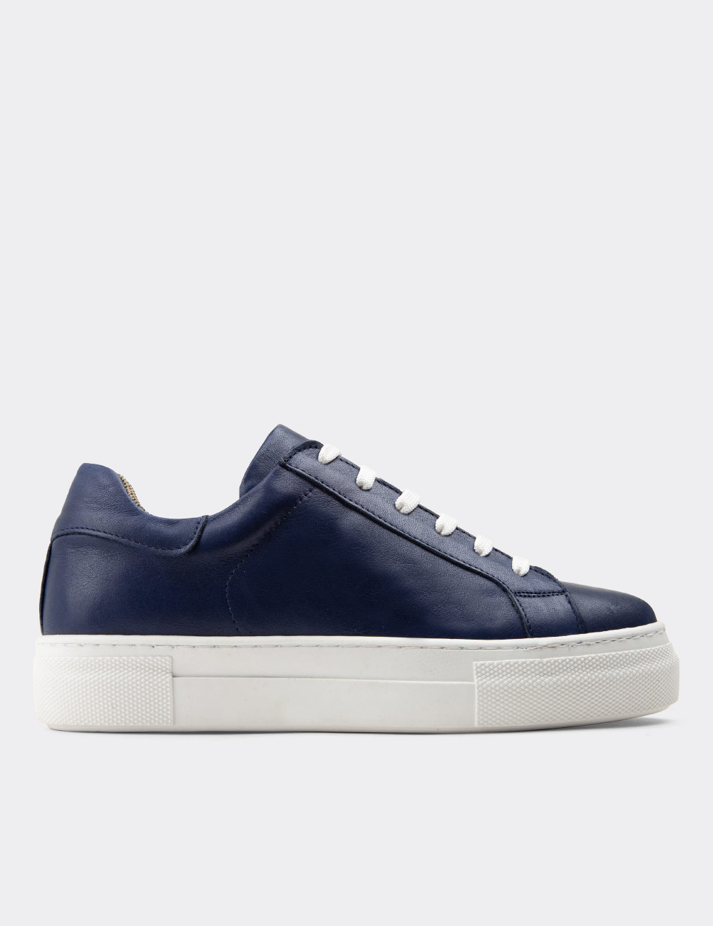 Hakiki Deri Lacivert Sneaker Kadın Ayakkabı - Z1681ZLCVC04