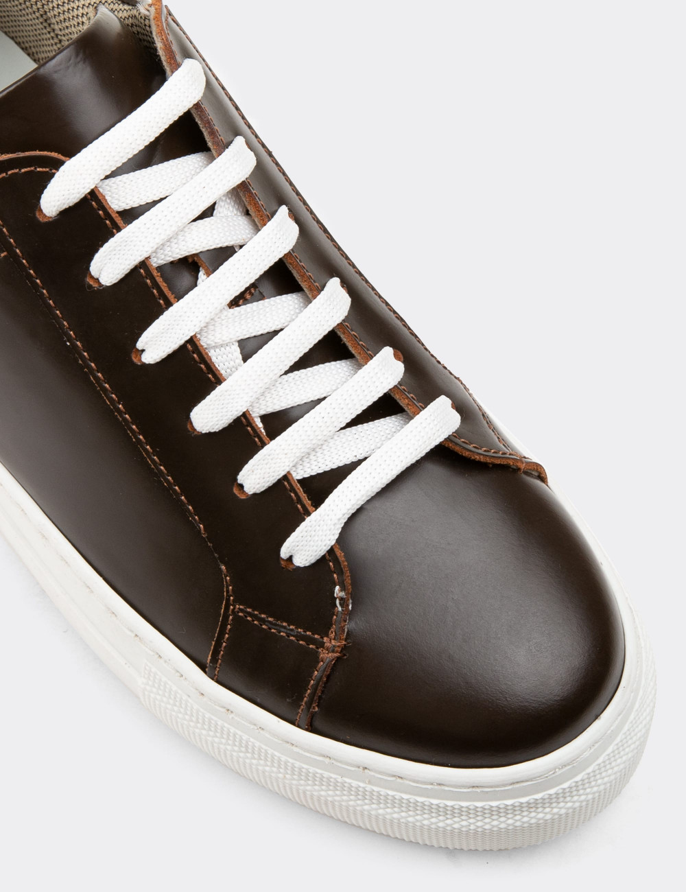 Hakiki Deri Kahverengi Sneaker Kadın Ayakkabı - Z1681ZKHVC16
