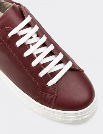 Hakiki Deri Bordo Sneaker Kadın Ayakkabı - Z1681ZBRDC10
