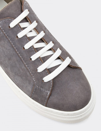 Hakiki Nubuk Gri Sneaker Kadın Ayakkabı - Z1681ZGRIC05