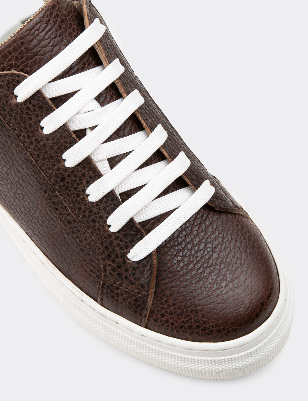 Hakiki Deri Kahverengi Sneaker Kadın Ayakkabı - Z1681ZKHVC12
