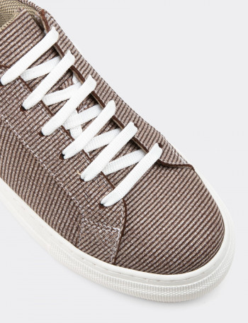 Hakiki Deri Vizon Rengi Sneaker Kadın Ayakkabı - Z1681ZVZNC05