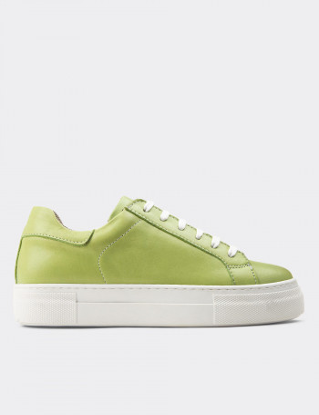Hakiki Deri Yeşil Sneaker Kadın Ayakkabı