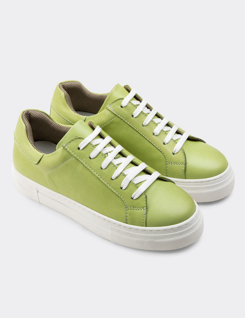 Hakiki Deri Yeşil Sneaker Kadın Ayakkabı - Z1681ZYSLC03