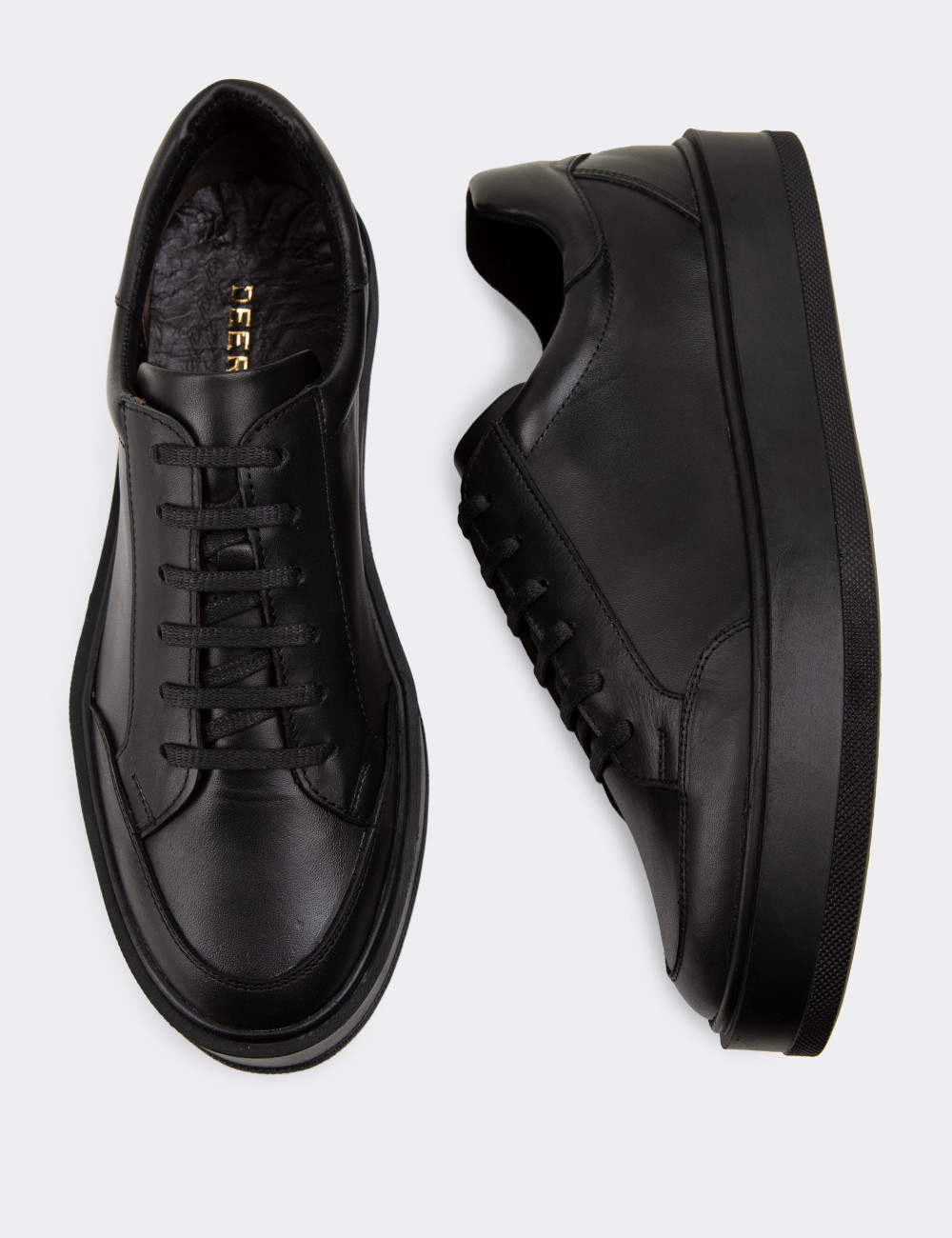 Hakiki Deri Siyah Sneaker Erkek Ayakkabı - 01882MSYHP02