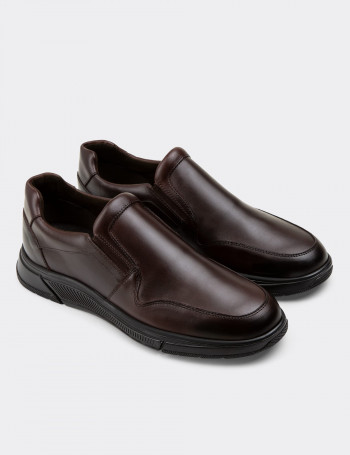 Hakiki Deri Kahverengi Loafer Erkek Ayakkabı - 01874MKHVC01