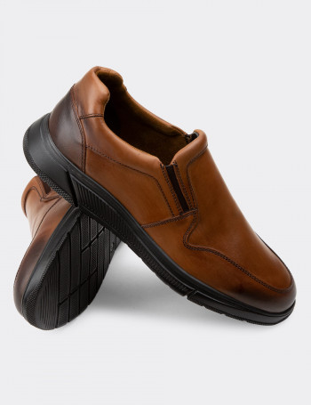 Hakiki Deri Taba Rengi Loafer Erkek Ayakkabı - 01874MTBAC01