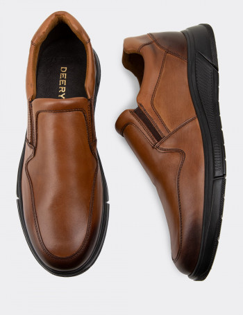 Hakiki Deri Taba Rengi Loafer Erkek Ayakkabı - 01874MTBAC01