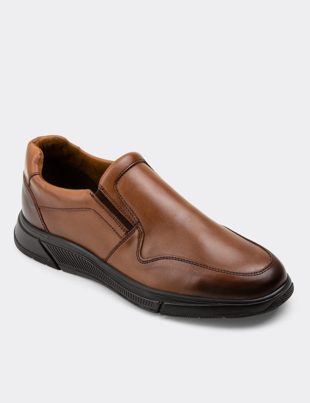 Hakiki Deri Taba Rengi Loafer Erkek Ayakkabı - 01874MTBAC01