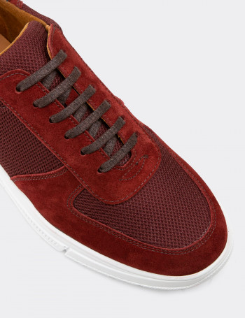 Hakiki Süet Bordo Sneaker Erkek Ayakkabı - 01860MBRDC01