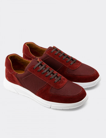 Hakiki Süet Bordo Sneaker Erkek Ayakkabı - 01860MBRDC01