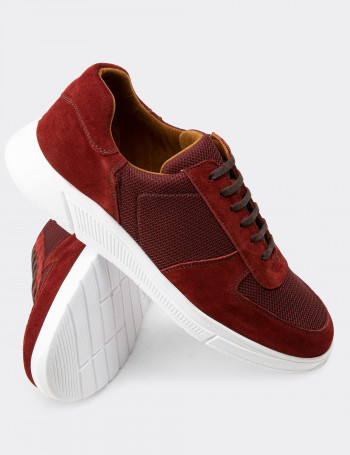 Hakiki Süet Bordo Sneaker Erkek Ayakkabı - 01860MBRDC01