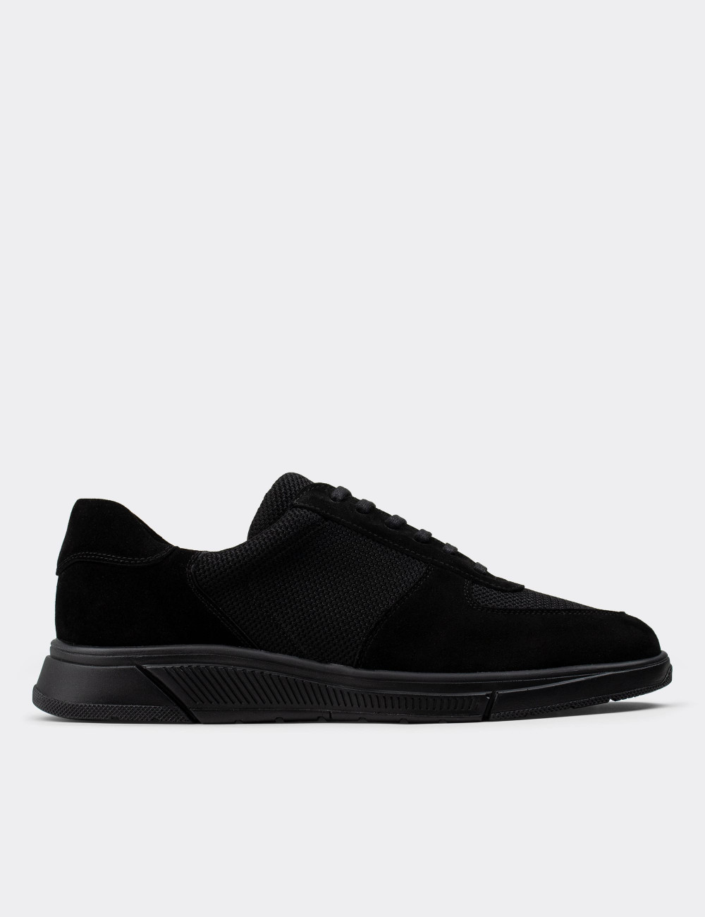 Hakiki Süet Siyah Sneaker Erkek Ayakkabı - 01860MSYHC01