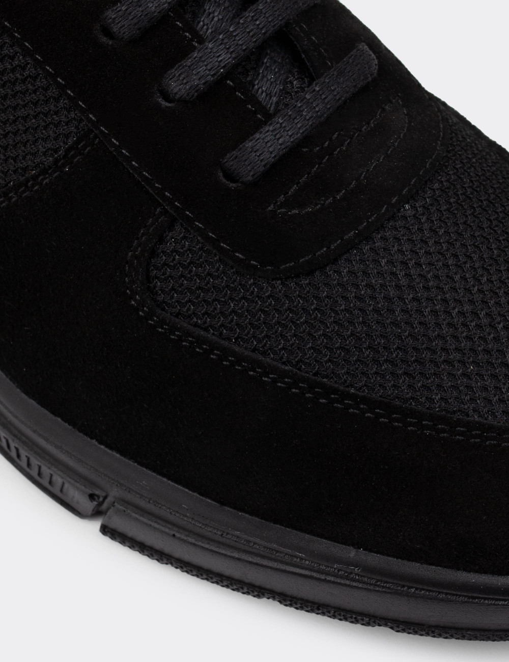 Hakiki Süet Siyah Sneaker Erkek Ayakkabı - 01860MSYHC01