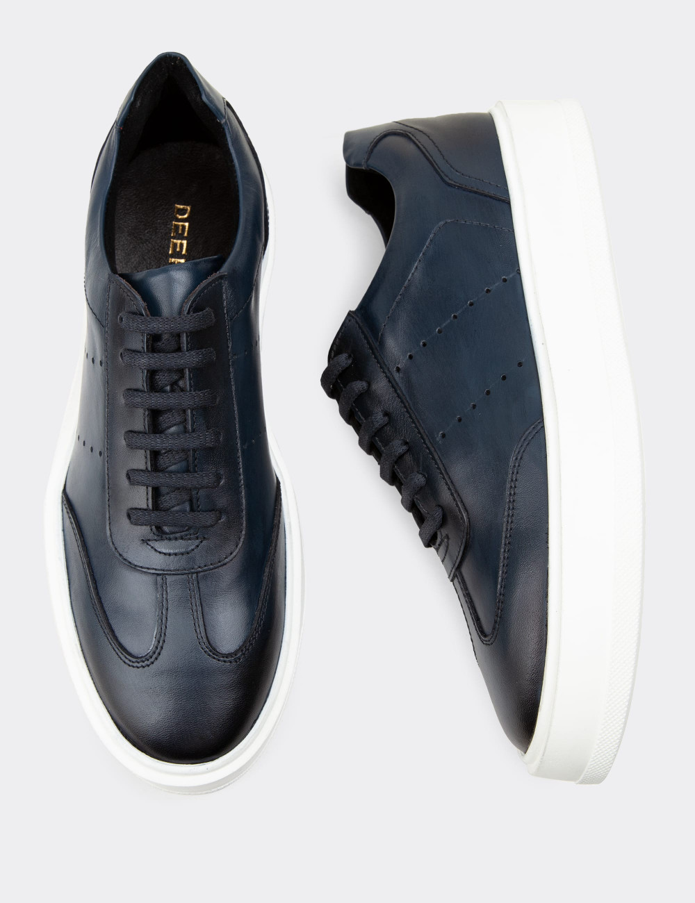 Hakiki Deri Lacivert Sneaker Erkek Ayakkabı - 01881MLCVP01