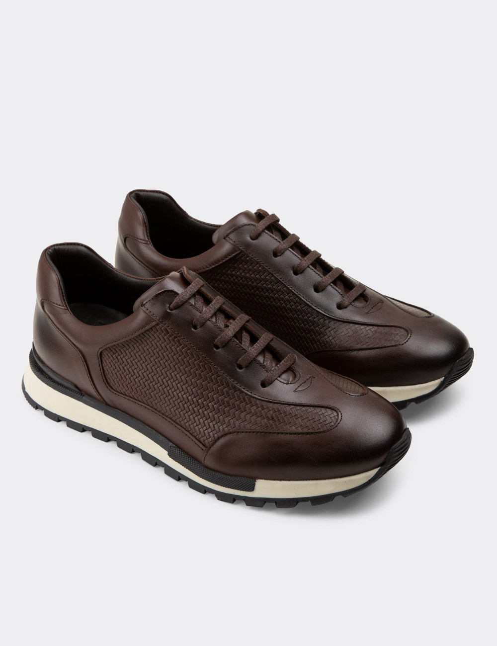Hakiki Deri Kahverengi Sneaker Erkek Ayakkabı - 01729MKHVT01