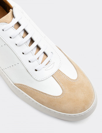 Hakiki Deri Bej Sneaker Erkek Ayakkabı - 01881MBEJC01