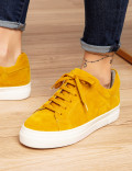 Hakiki Süet Sarı Sneaker Kadın Ayakkabı