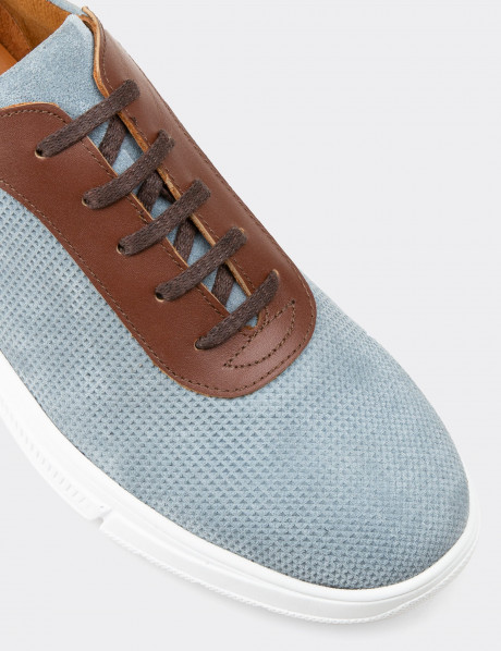 Hakiki Nubuk Mavi Sneaker Erkek Ayakkabı