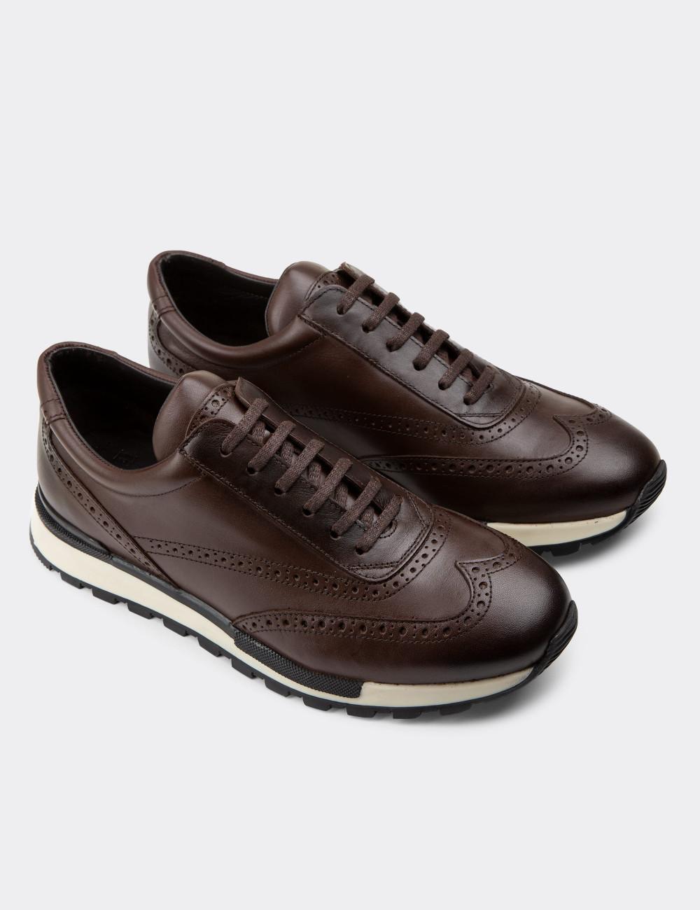 Hakiki Deri Kahverengi Sneaker Erkek Ayakkabı - 00750MKHVT01