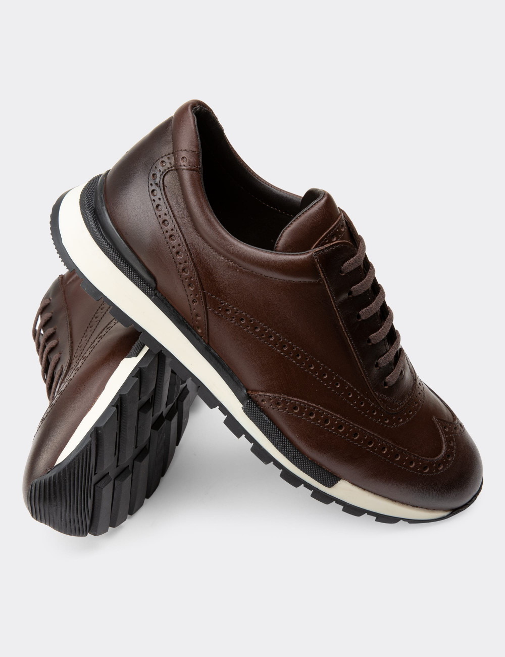Hakiki Deri Kahverengi Sneaker Erkek Ayakkabı - 00750MKHVT01