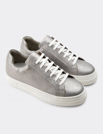 Hakiki Deri Gri Sneaker Kadın Ayakkabı - Z1681ZGRIC09